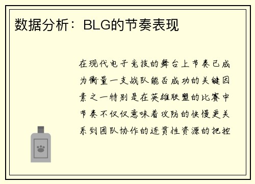 数据分析：BLG的节奏表现